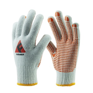 Guantes de mano de trabajo de algodón punteado de PVC Guantes de mano de la industria de puntos de PVC natural de construcción punteada