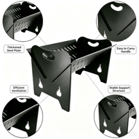 Barbecue carré multifonctionnel moderne - Acier inoxydable - Portable - Intérieur/extérieur - Brasero au charbon de bois - Bois de chauffage pour jardin extérieur