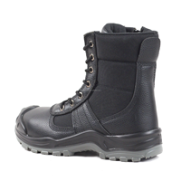 Bottes de sécurité montantes à embout d'acier en cuir litchi noir antidérapantes unisexe pour le travail, la construction, l'usine, l'exploitation minière Printemps-Été