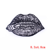 Design créatif patchs brodés pour les lèvres en gros coloré fer sur tissu Applique LOGO personnalisé patch de broderie de bouche vierge