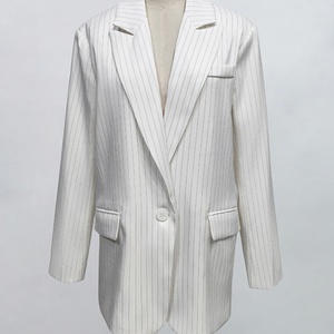 OEM/ODM Customized Autumn New Arrival Knitted Anti-Wrinkle Simple Casual Solid Color Lapel Long Sleeve Striped Blazer - Product Image 2