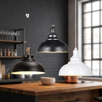 Lampu Gantung Industrial Modern Farmhouse dengan Kap Besi LED, Dapat Diredupkan, Dapat Disesuaikan, Pemasangan Mudah, Perlengkapan Lampu Plafon Gantung