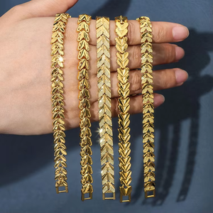 Haosen สร้อยข้อมือทองทรายเทียมจากเวียดนามสร้อยข้อมือเทนนิสรูปหัวใจแบบเรียบง่ายเครื่องประดับสำหรับผู้หญิง - Product Image 1