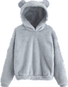 Nueva llegada Nuevo Otoño/Invierno <span class=keywords><strong>Fluffy</strong></span> Bunny Ears Sudadera con capucha Suéter cálido - Product Image 6