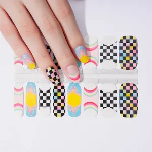 Huizi factory supplier Self Adhesive Nail art glitter decoration products nail wraps