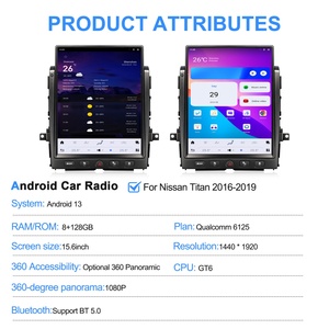 Nouvel autoradio multimédia Android à écran vertical de 15,6 pouces pour Nissan Titan 2016-2019, unité principale de voiture, moniteur, CarPlay, navigation - Product Image 4