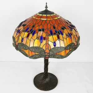 LongHuiJing Dragonfly Tiffany Style Stained Glass <b>Table</b> Lamp Night Light with Desk Lights - Product Image 6