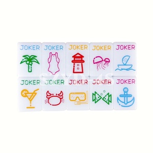 Jeu de Mahjong Américain Personnalisé à Thème <span class=keywords><strong>Plage</strong></span>, Peint à la Main, avec Gravures et Impressions Colorées, Tuiles de Mahjong, Ensemble Cadeau Artisanal - Product Image 6