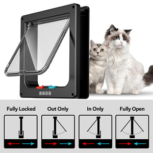 <span class=keywords><strong>Porte</strong></span> pour chat automatique en PVC et métal avec verrouillage magnétique à 4 voies, écologique, blanc/noir, pour chats domestiques - Product Image 3