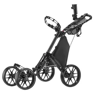 Foldable 4 Wheel Push Pull Golf Club Golf Carts Trolley W/seat Scoreboard Bag
