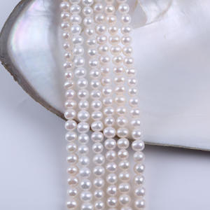 Perles d'aquaculture d'eau douce de forme pomme de terre, presque rondes, 7-8 mm, en gros à Zhuji, accessoires pour la fabrication de bijoux DIY - Product Image 3