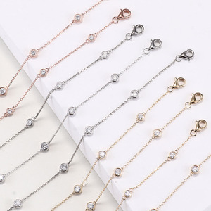 Pulsera minimalista de oro macizo de 18k con diamantes redondos VVS1 cultivados en laboratorio, tallas personalizadas, joya fina, regalo para ocasiones especiales. - Product Image 3