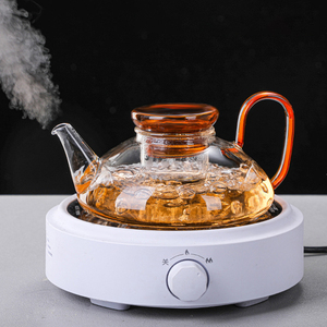 กาน้ำชาแก้วโบโรซิลิเกตก้นแบนพร้อมฝาสี ชุดน้ำ<span class=keywords><strong>ชา</strong></span>แก้วสำหรับ<span class=keywords><strong>ชา</strong></span>ดอกไม้บาน - Product Image 5