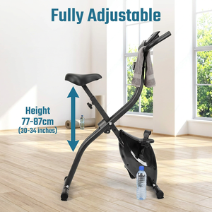Vélo d'exercice vertical d'intérieur robuste avec 8 niveaux <span class=keywords><strong>de</strong></span> résistance magnétique, volant d'inertie et siège réglable - Product Image 5