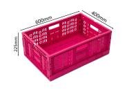 Conteneurs de stockage pliants en maille Corbeille de fruits empilable Boîte de rangement en plastique de chiffre d'affaires Caisses en plastique d'affichage