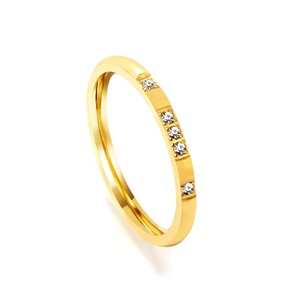 Bague en acier inoxydable ZIRCON plaqué or 18 carats avec diamants, bijoux de mode hip-hop pour hommes - Product Image 1