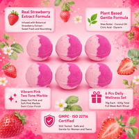 Ensemble de bombes de bain naturelles artisanales à la fraise, 6 pièces, 70g, rose, expérience de bain relaxante et aromatique, label OEM