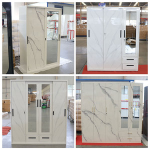 Metal <strong>Wardrobe</strong> for Clothes 3 Door Steel Printed Sliding Cabinet <strong>with</strong> <strong>Mirror</strong> <strong>and</strong> <strong>Drawer</strong> Modern Bedroom Closet - Product Image 5