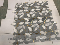 Mosaïque de carrelage en pierre naturelle personnalisée avec dos en laiton, jet d'eau