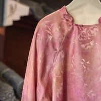 Haut en soie de mûrier jacquard personnalisé de haute qualité, rose, à manches trois-quarts, confortable et anti-âge 5872