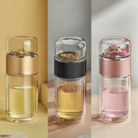 Mug de voyage en verre borosilicate Rowey avec infuseur à thé 280/350/420ml sans BPA, compatible lave-vaisselle et micro-ondes