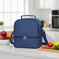 Sac isotherme de pique-nique extérieur en tissu Oxford imperméable double couche en polyester, grande capacité, avec bandoulière, pour préparation de repas, fermeture éclair