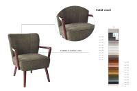 Fauteuil de style Olive CARLFORD avec accoudoirs et pieds en bois pour salon, chaise d'appoint pour chambre, salle à manger ou usage hôtelier