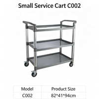 Chariot utilitaire mobile à 3 niveaux en acrylique robuste avec roulettes pour cuisine et restauration commerciale