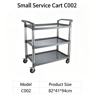 Chariot utilitaire à 3 niveaux en acier inoxydable robuste, chariot de rangement mobile pour cuisine avec roues pour la restauration commerciale - Product Image 1