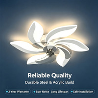 Ventilateur de plafond à fleurs avec réglage multi-vitesses, lumière 3000-6500K, intensité variable, luminaire décoratif pour la maison