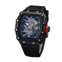 Montre de sport de luxe pour homme style Hip Hop - Grand cadran tonneau, mouvement à quartz, boîtier en alliage, bracelet en silicone
