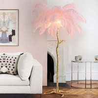 Lampe sur pied moderne en cuivre avec plumes d'autruche, style palmier, pour la maison et l'hôtel, éclairage LED décoratif nordique