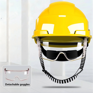 Casque de sécurité ABS avec lunettes intégrées et écran facial, protection respirante anti-impact pour usage industriel et de construction - Product Image 1