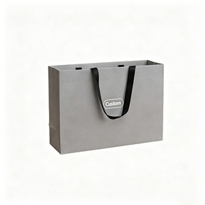 Bolsa de Compras de Papel Negro Personalizada con Asas Planas, Impresión Offset, Estilo de Lujo, Reciclable, para Regalos Empresariales - Product Image 3