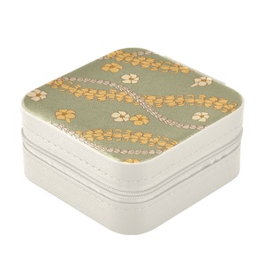 Custom Logo Hawaii Lei Design Mini Travel Jewelry <b>Case</b> PU Leather Necklace <b>Earring</b> Box Custom Print Square Jewelry Organizer - Product Image 3