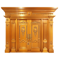 Porte d'entrée moderne de villa européenne, antivol, extérieure, de haute qualité, simple, double entrée avec finition en cuivre