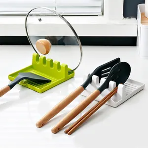 Descanso de silicone para colher, utensílio de silicone para descanso de múltiplos utensílios, resistente ao calor para colher, descanso de colher sem bpa, para cozinha