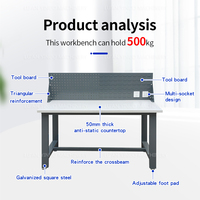Banc de travail industriel robuste antistatique pour atelier avec rangement d'outils Banc de travail d'atelier personnalisable OEM