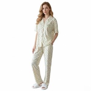 Conjunto de Pijamas de Primavera/Verano para Mujer, Algodón Modal, Ropa de Dormir, Camiseta de Manga Corta y Pantalones Largos, Suave y Transpirable - Product Image 2