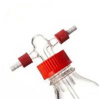 Botella de Lavado de Gases con Amortiguador Roscado GL45 - Botella de Seguridad de Vidrio Borosilicato Resistente a la Presión para Purificación y Reacción de Gases