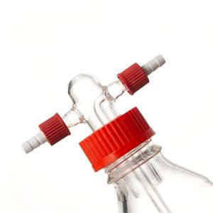 Bouteille de lavage de gaz à tampon fileté GL45 - Bouteille de sécurité en verre borosilicate résistante à la pression pour la purification et la réaction des gaz - Product Image 3