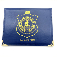 Chemise/Pochette en Cuir PU Vierge Format A4 pour Diplôme avec Impression Or/Argent, Logo Personnalisé, Porte-Certificat Scolaire A5 en Velours