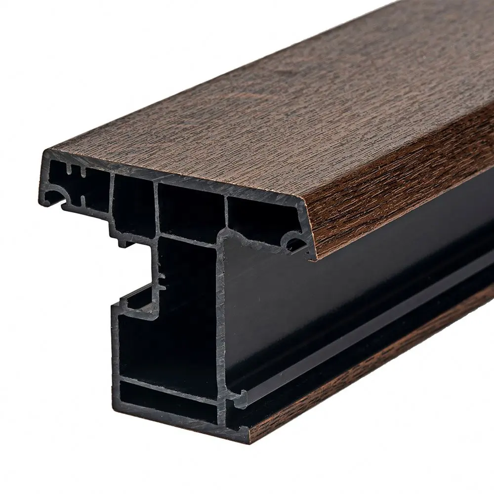Kunden spezifische Kunststoffe xtrusion Hochwertiges Profil PVC Holz Laibung Deckenplatte Vinyl Abstellgleis Profil PVC Fenster und Türen