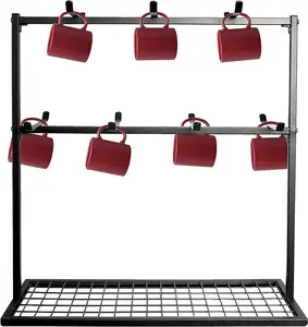 2-Tier Koffiemokhouder Stand-Groot Ijzeren Aanrecht Mokboomhouder Rek-Opslag Display Organizer Hold