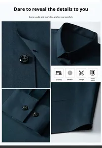 Camisa de Vestir de Trabajo de Manga Larga Personalizada para Hombre, Uniforme de Trabajo, Corte Entallado, Lisa, Formal, para Oficina - Product Image 4