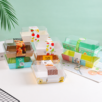 Boîtes à dessert personnalisées avec logo, emballage recyclable pour pâtisseries, avec poignée, couvercle en papier transparent, boîtes à biscuits pour desserts