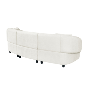 Designed Contemporary 3-Seater <b>Sofa</b> Set Beige Boucle Convertible Plush Seating Streamlined Design Durable Wood <b>Legs</b> Frame - Product Image 3
