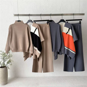 Conjunto de Suéter Tejido para Mujer, Poliéster y Algodón, Moda Otoño, Atuendo Casual de Tres Piezas - Product Image 3