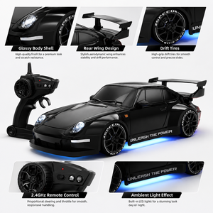 Coche de Carreras a Control Remoto 2.4G con Tracción en las 4 Ruedas, Totalmente Proporcional, con Luces LED, Color Gris Niebla, de Alta Velocidad, Juguete de Carreras, Coche de Juguete de Plástico - Product Image 2