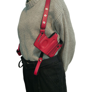 Groothandel Universele Roze Lederen Schouderpistoolholster Met 2 Tijdschriftenzak Verborgen Tactische Onderarmgeweerhouder Voor Dames - Product Image 2